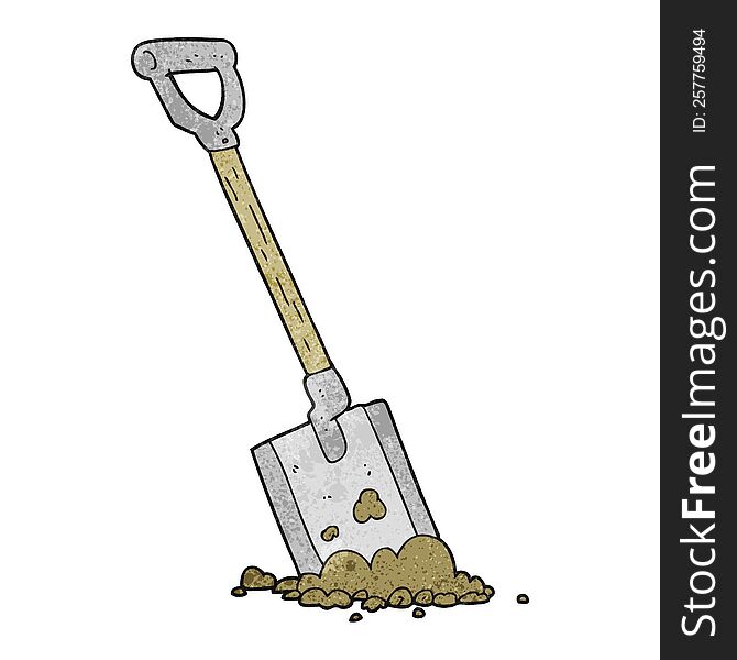 freehand textured cartoon shovel in dirt