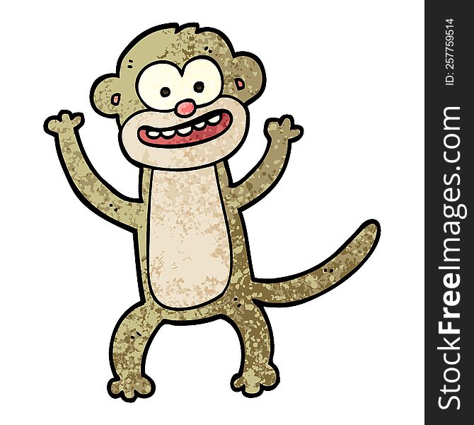Grunge Textured Illustration Cartoon Monkey