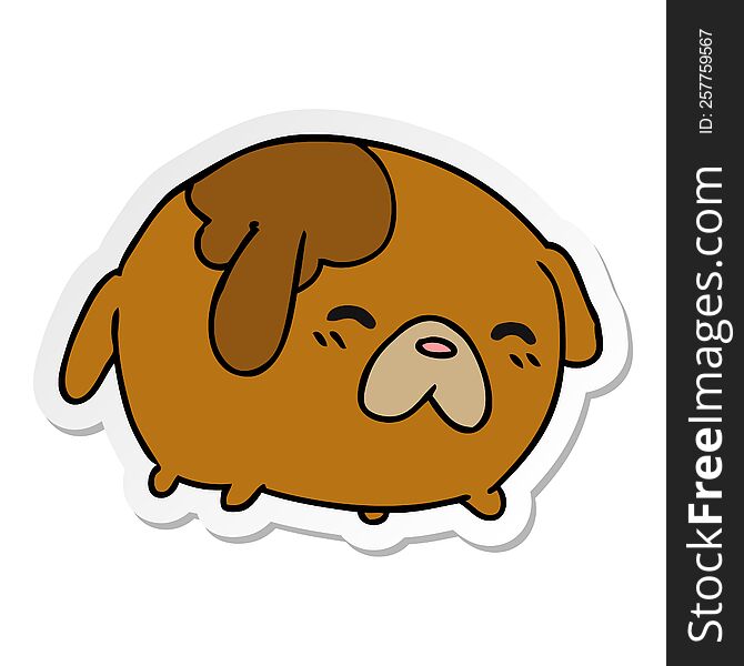 Sticker Cartoon Of Cute Kawaii Dog