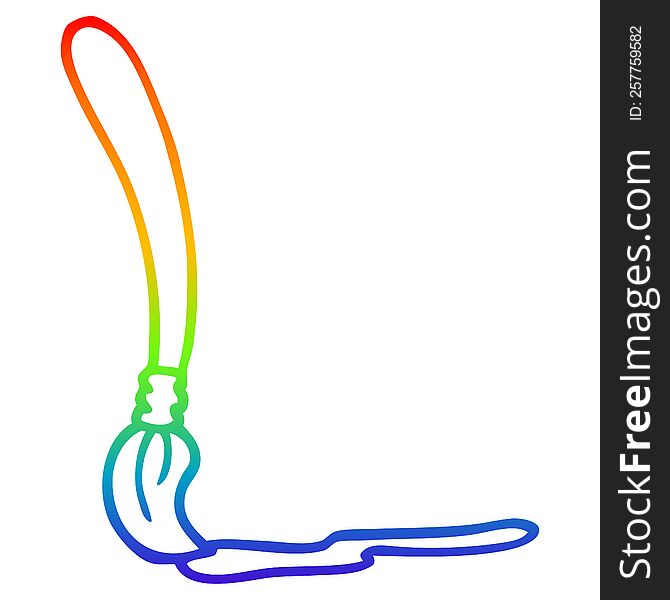 rainbow gradient line drawing of a cartoon paint brush