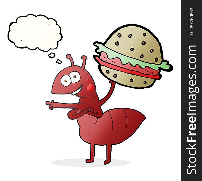 Thought Bubble Cartoon Ant Carrying Food