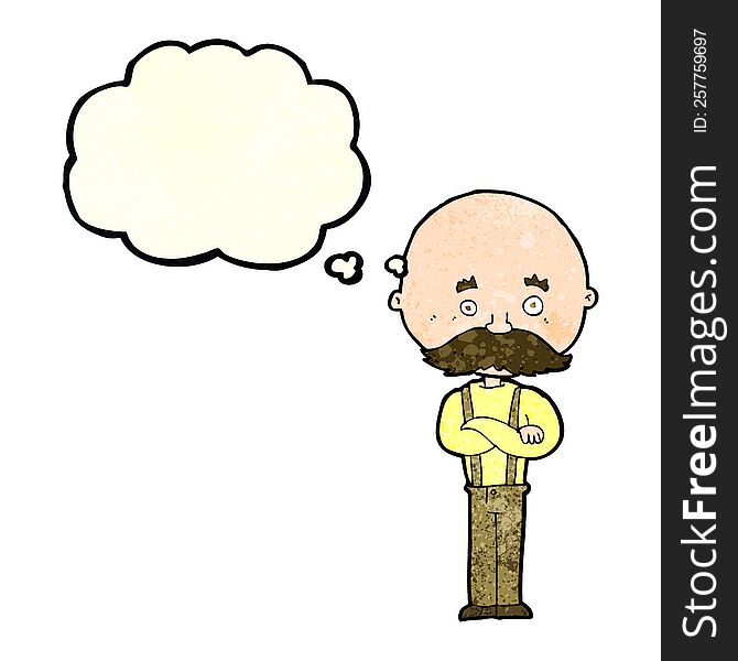 cartoon grandfather with thought bubble