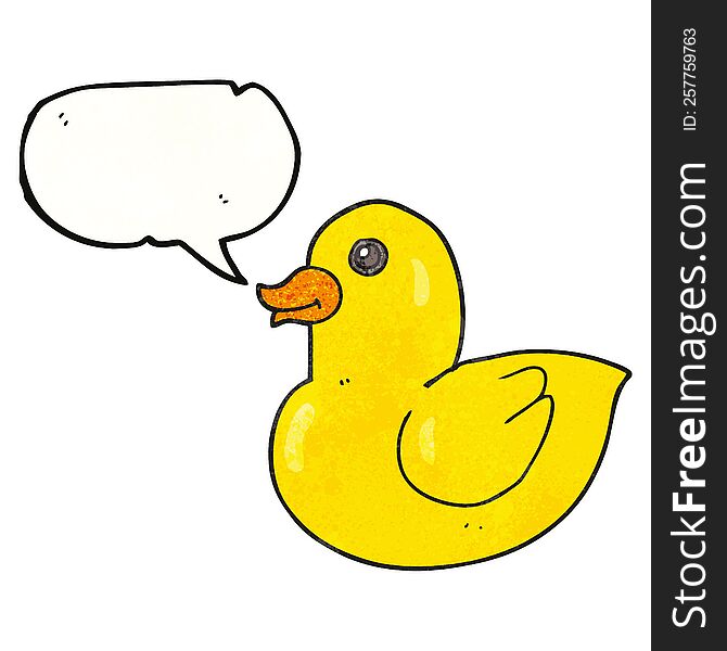 freehand speech bubble textured cartoon rubber duck