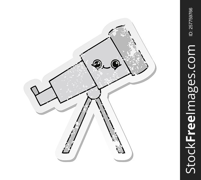 Distressed Sticker Of A Cute Cartoon Telescope