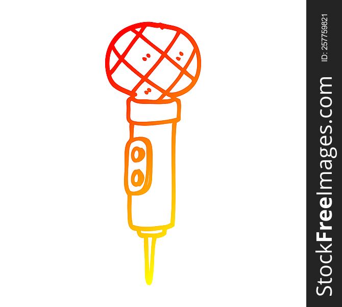 warm gradient line drawing of a cartoon gold microphone