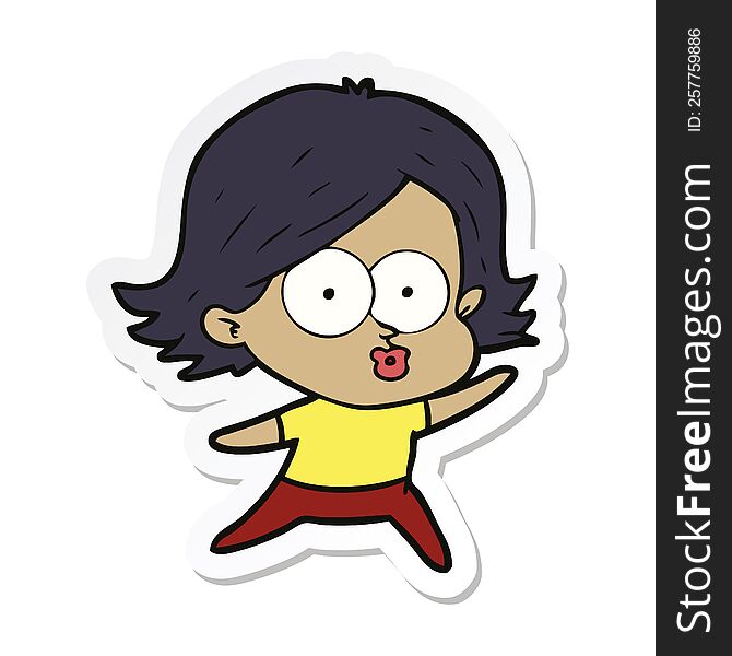 Sticker Of A Cartoon Girl Pouting