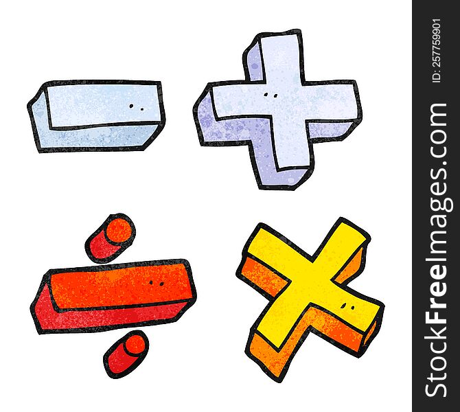 textured cartoon math symbols