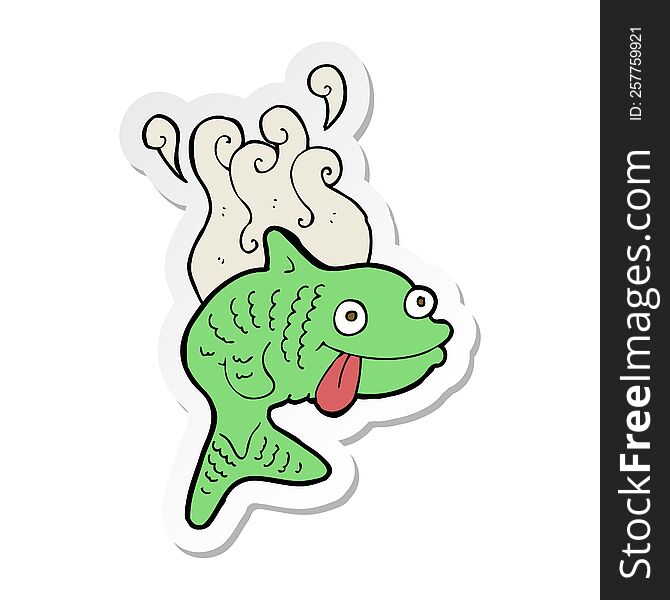 sticker of a cartoon smelly fish