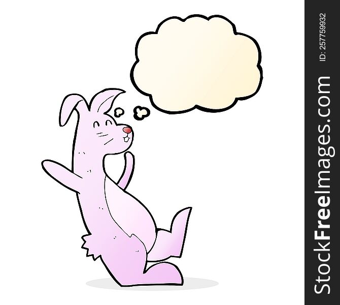 Cartoon Pink Bunny With Thought Bubble