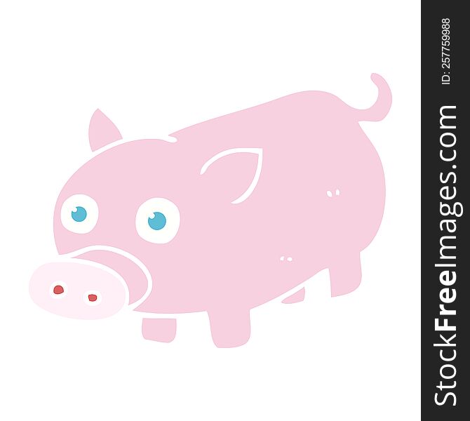 flat color illustration of a cartoon piglet