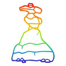 Rainbow Gradient Line Drawing Cartoon Boulders Stock Photos