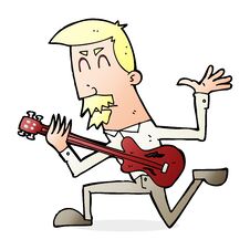 Cartoon Man Playing Electric Guitar Stock Images
