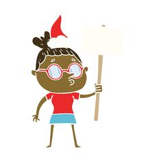 Flat Color Illustration Of A Woman Wearing Glasses Wearing Santa Hat Royalty Free Stock Photos Flat Color Illustration Of A Woman Wearing Glasses Wearing Santa Hat Royalty Free Stock Photos