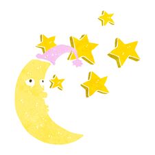 Sleepy Moon Cartoon Stock Photo