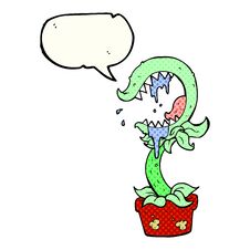 Comic Book Speech Bubble Cartoon Carnivorous Plant Royalty Free Stock Photo