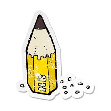 Free Retro Distressed Sticker Of A Cartoon Pencil Stub Stock Images - 257765914