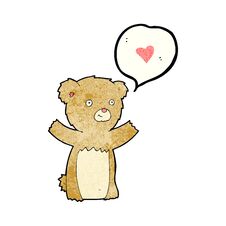 Cartoon Teddy Bear With Love Heart Royalty Free Stock Image