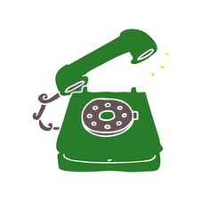 Flat Color Style Cartoon Old Telephone Stock Image