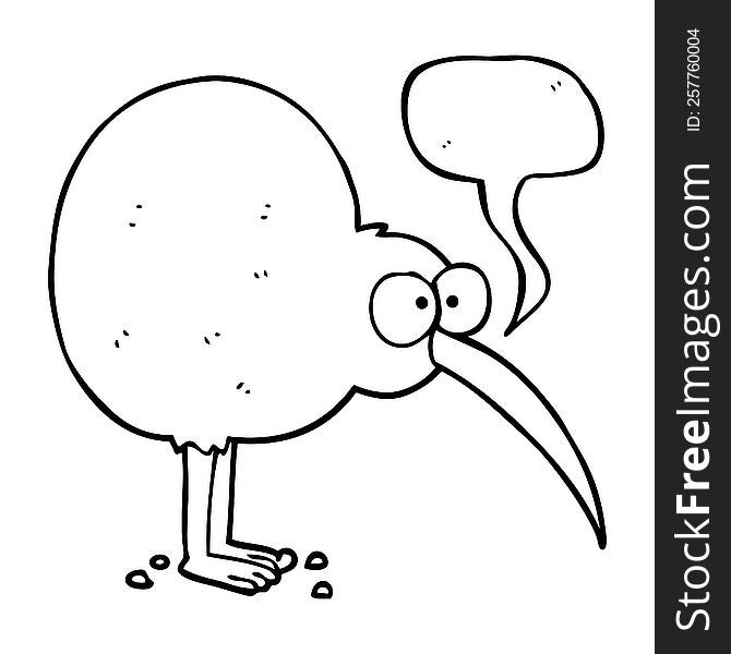 freehand drawn speech bubble cartoon kiwi