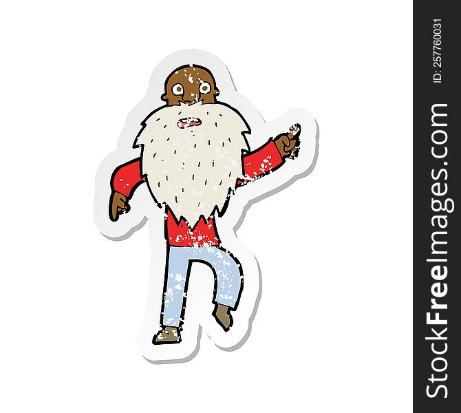 Retro Distressed Sticker Of A Cartoon Stressed Old Man