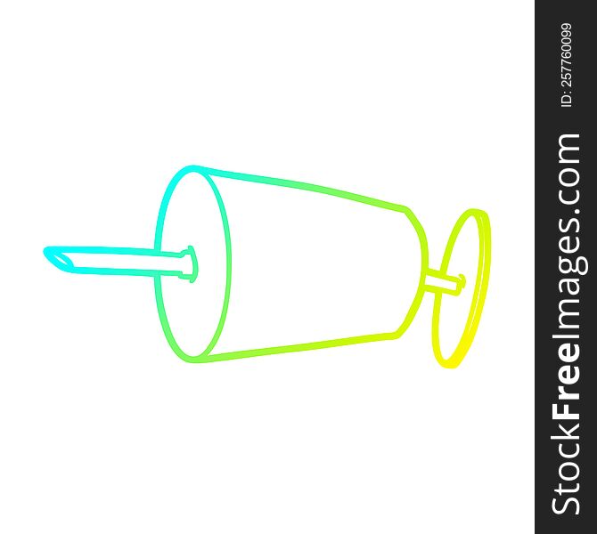 cold gradient line drawing of a cartoon medical syringe