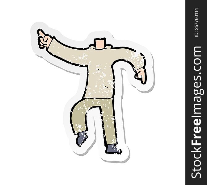 retro distressed sticker of a cartoon pointing body