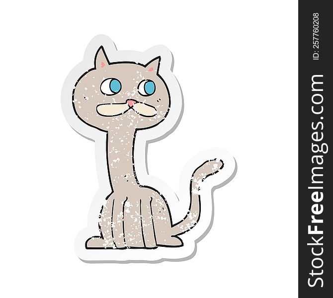 Retro Distressed Sticker Of A Cartoon Cat
