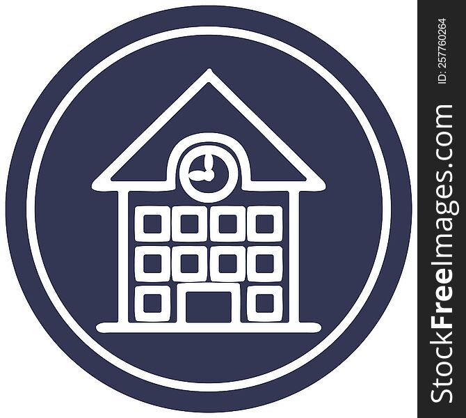 school house circular icon symbol