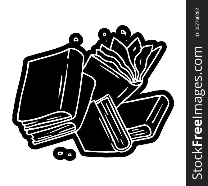 Cartoon Icon Drawing Of A Collection Of Books