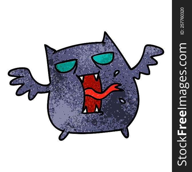 Textured Cartoon Of Cute Scary Kawaii Bat