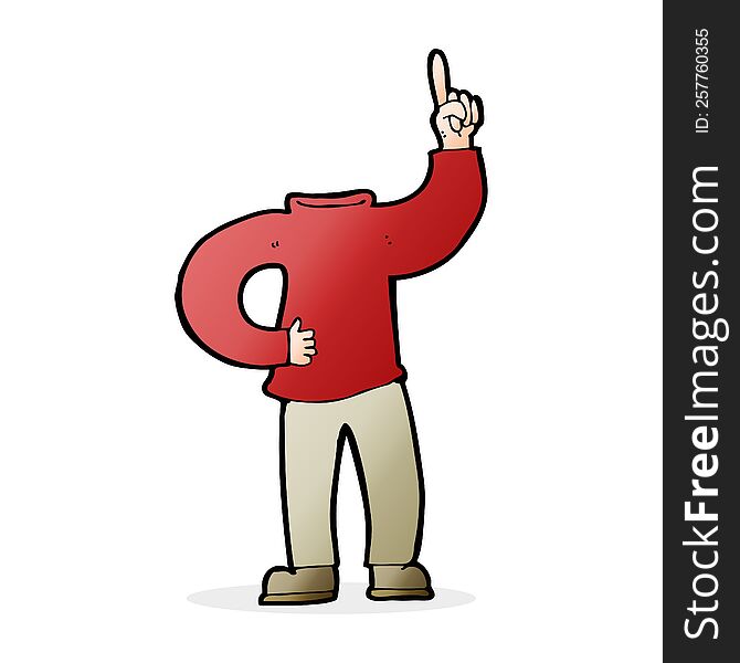 cartoon headless body with raised hand