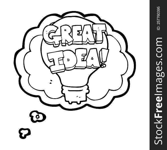 Thought Bubble Cartoon Great Idea Light Bulb Symbol