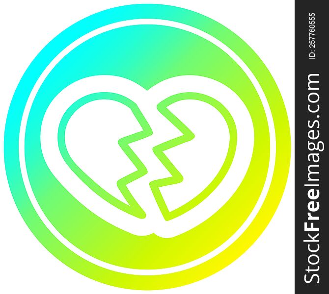 broken heart icon with cool gradient finish. broken heart icon with cool gradient finish