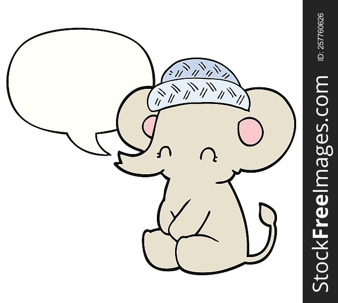 Cartoon Cute Elephant And Speech Bubble