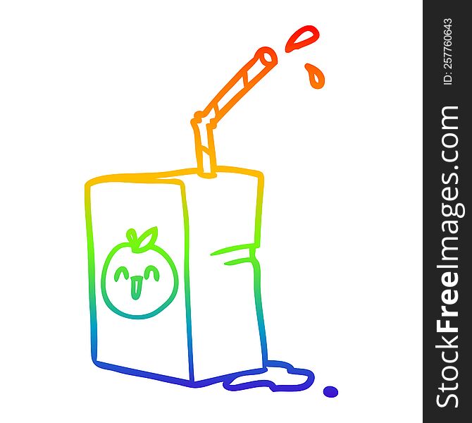 rainbow gradient line drawing of a apple juice box