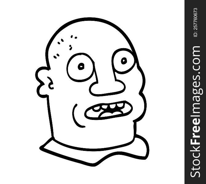 line drawing cartoon of a mans head