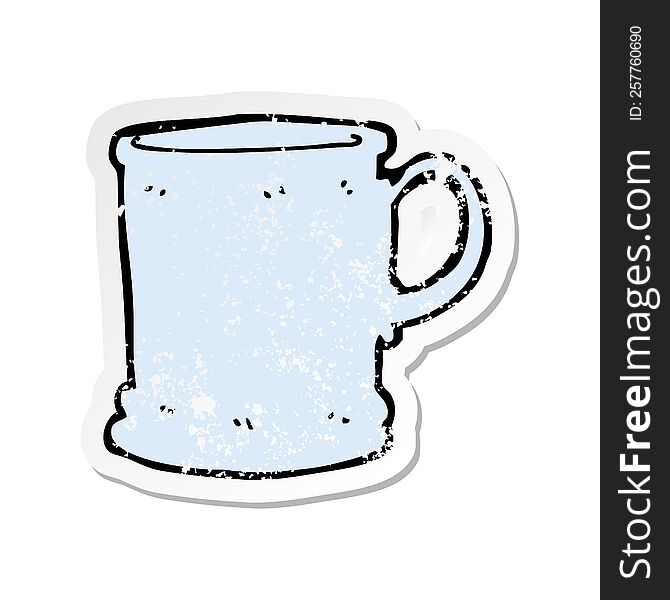 retro distressed sticker of a cartoon mug