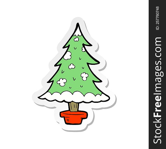 sticker of a cartoon christmas tree