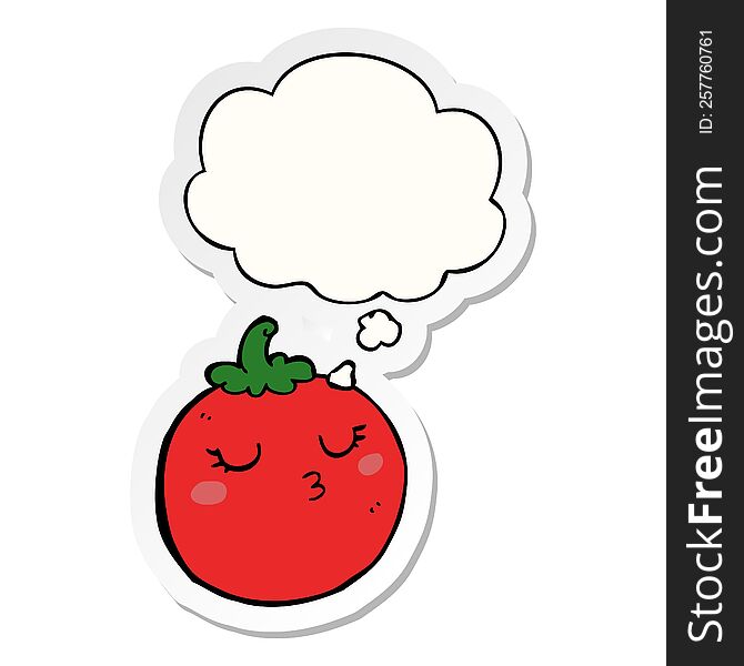 Cartoon Tomato And Thought Bubble As A Printed Sticker