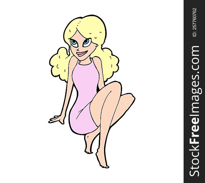 Cartoon Attractive Woman Posing