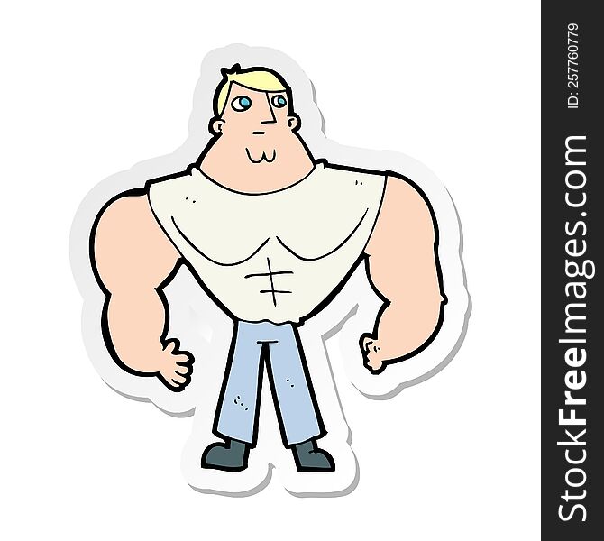 sticker of a cartoon body builder