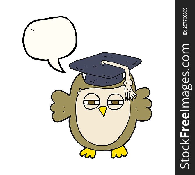 freehand drawn speech bubble cartoon clever owl