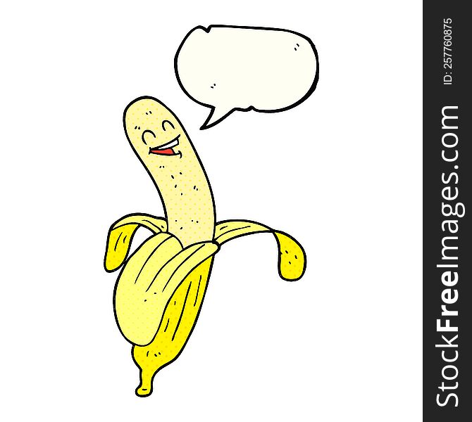 freehand drawn comic book speech bubble cartoon banana