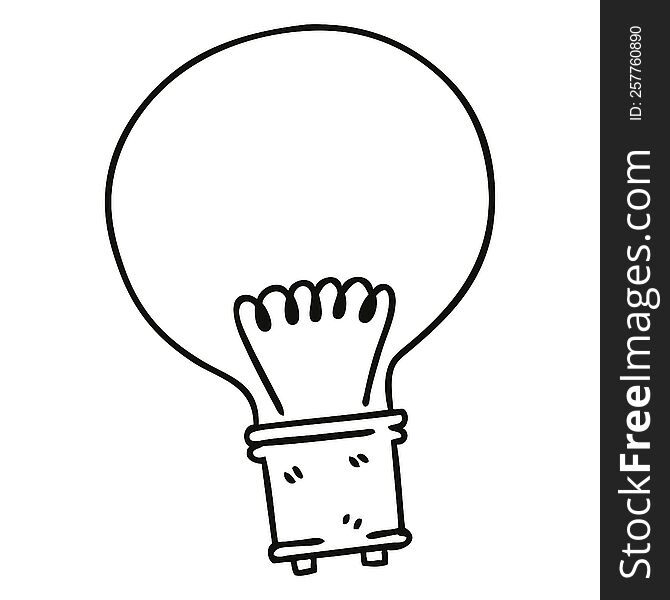 line drawing quirky cartoon light bulb. line drawing quirky cartoon light bulb