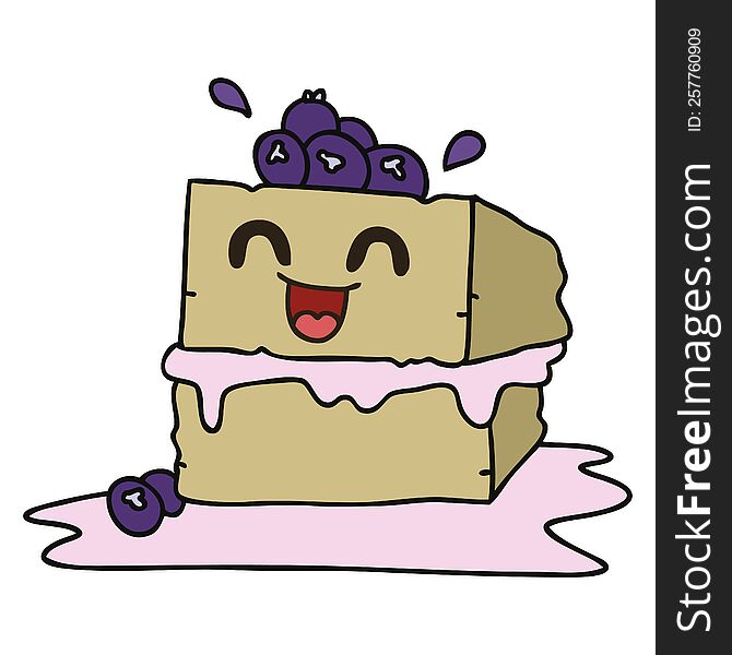 hand drawn quirky cartoon happy cake slice. hand drawn quirky cartoon happy cake slice