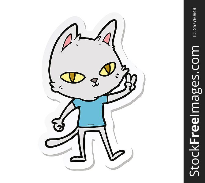 sticker of a cartoon cat waving