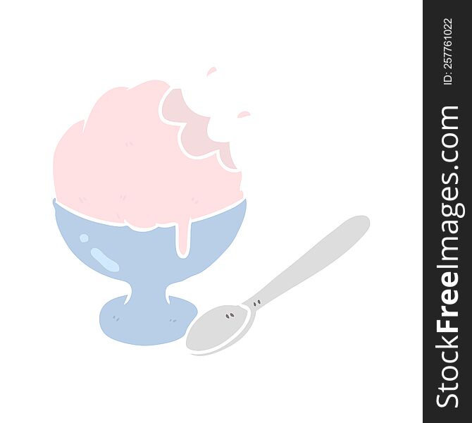 Flat Color Style Cartoon Ice Cream Dessert In Bowl