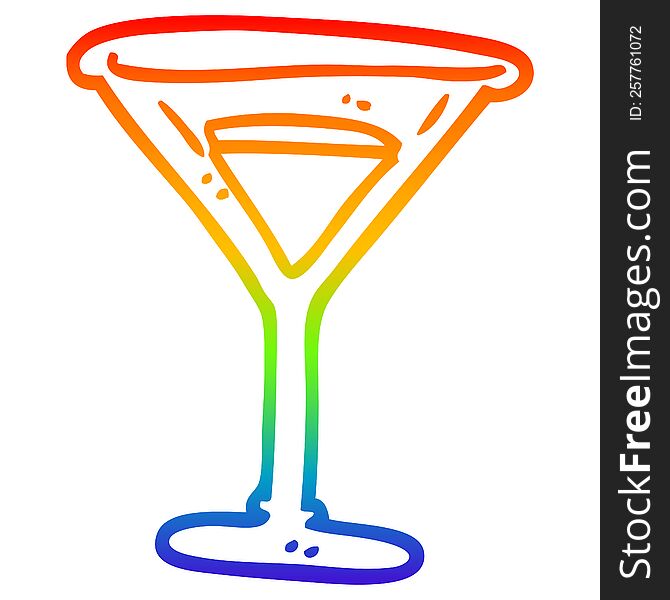 rainbow gradient line drawing of a cartoon martini