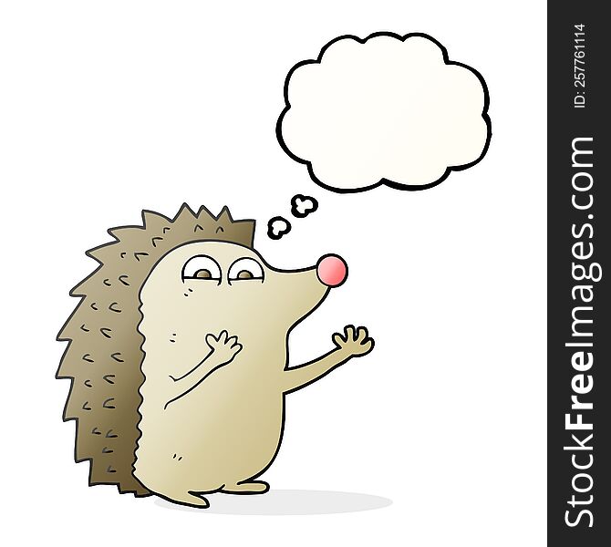 freehand drawn thought bubble cartoon cute hedgehog