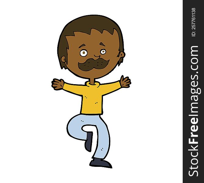 Cartoon Dancing Man With Mustache
